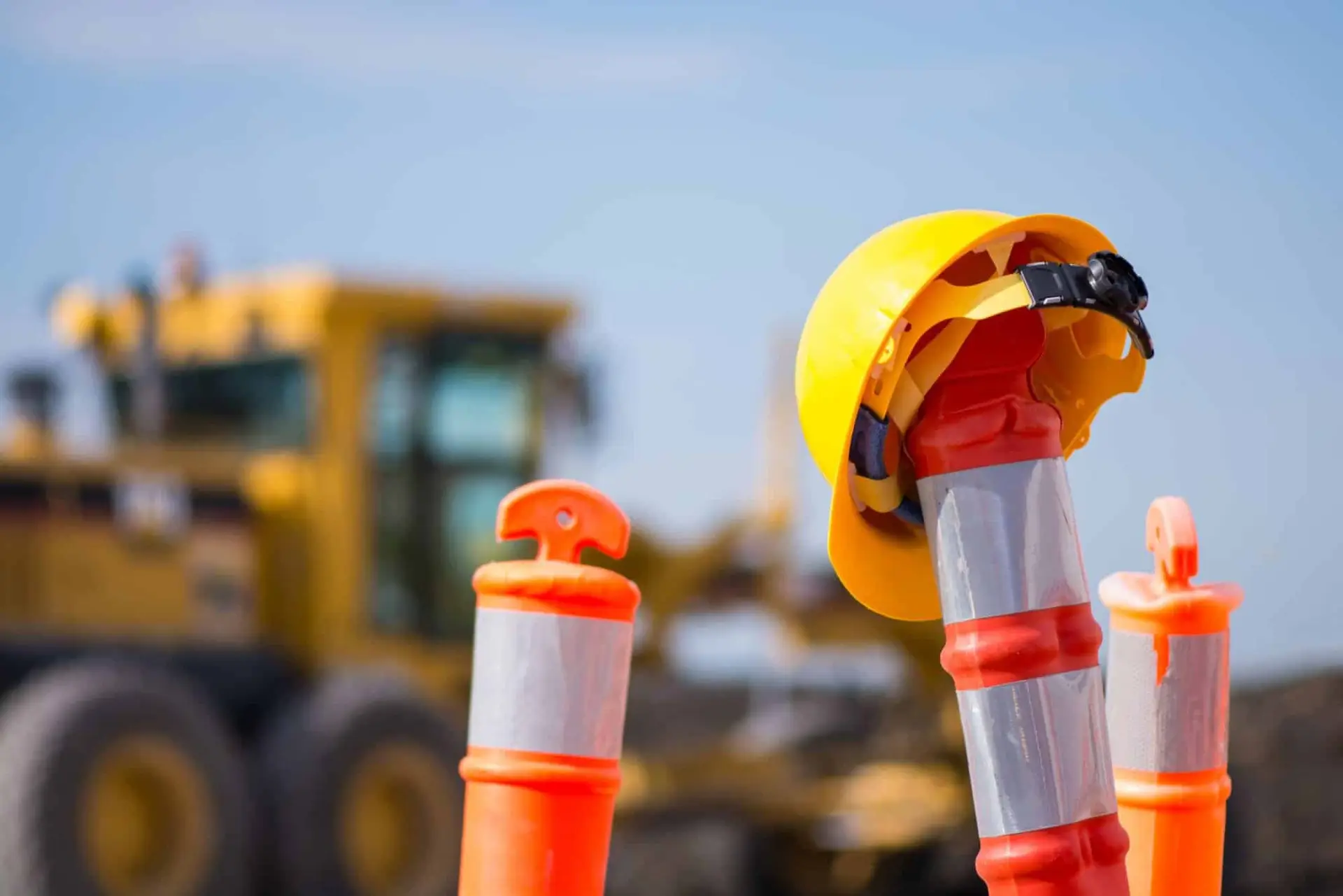 hardhat sitting on a construction cone