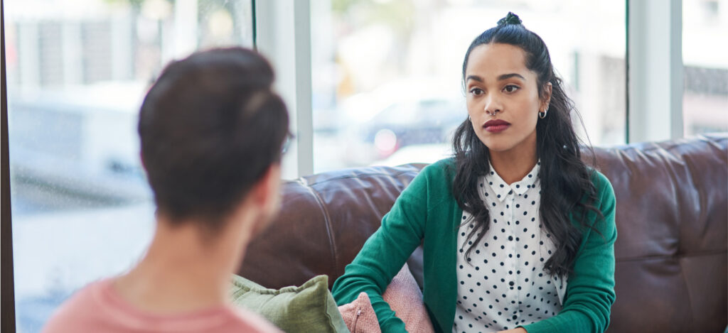 Two people having a conversation