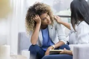 An Oklahoma woman talks with her therapist about her mental health struggles.