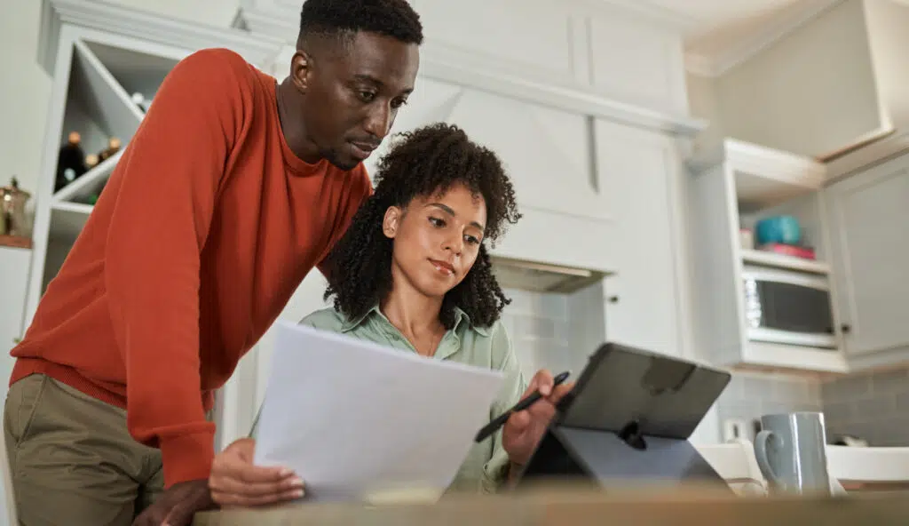 A couple looking over paperwork for a Social Security Disability application