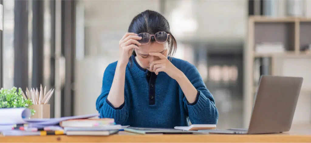 A woman reviewing records after a car accident