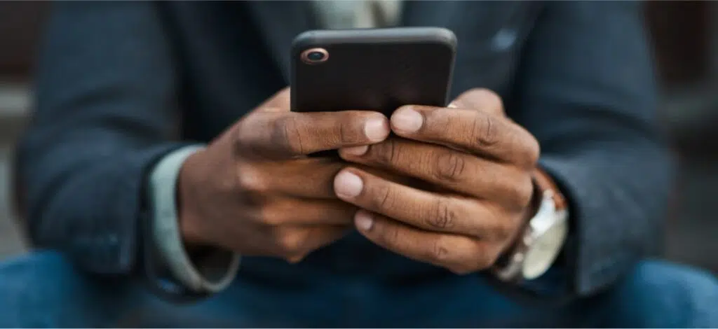 Closeup of a person holding a cell phone