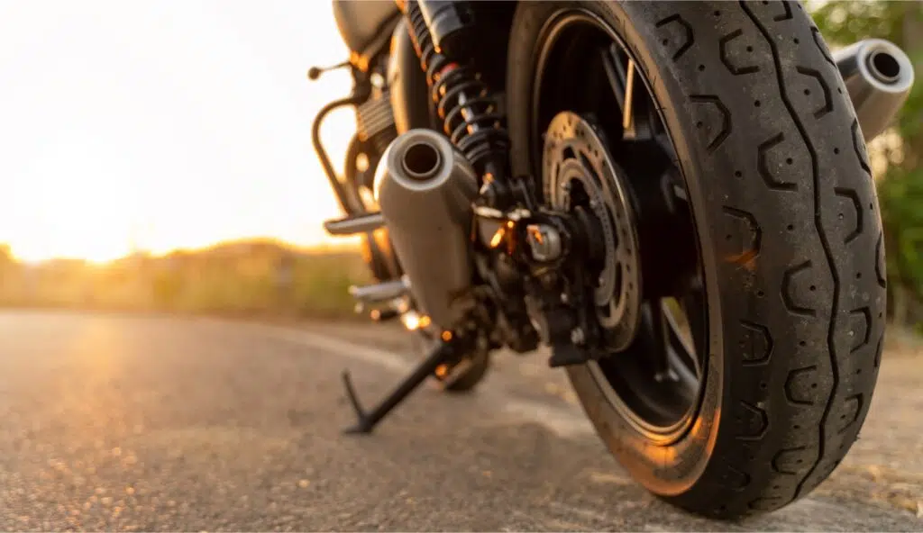 closeup of a motorcycle on the road